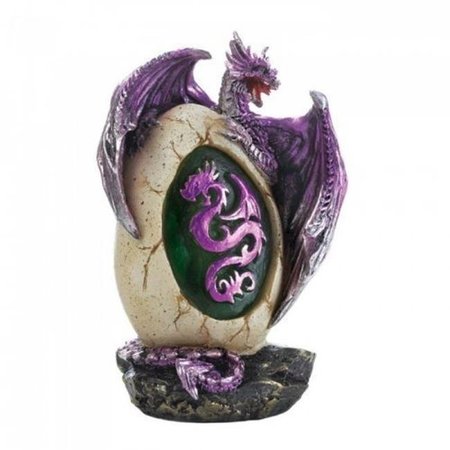 DRAGON CREST Dragon Crest 10018625 Dragon Egg Statue; Purple & Silver 10018625